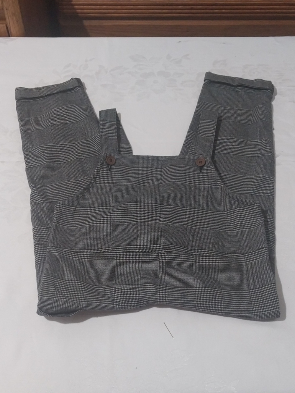 Kids Gray Glen Plaid Pinafore Jumpsuit
